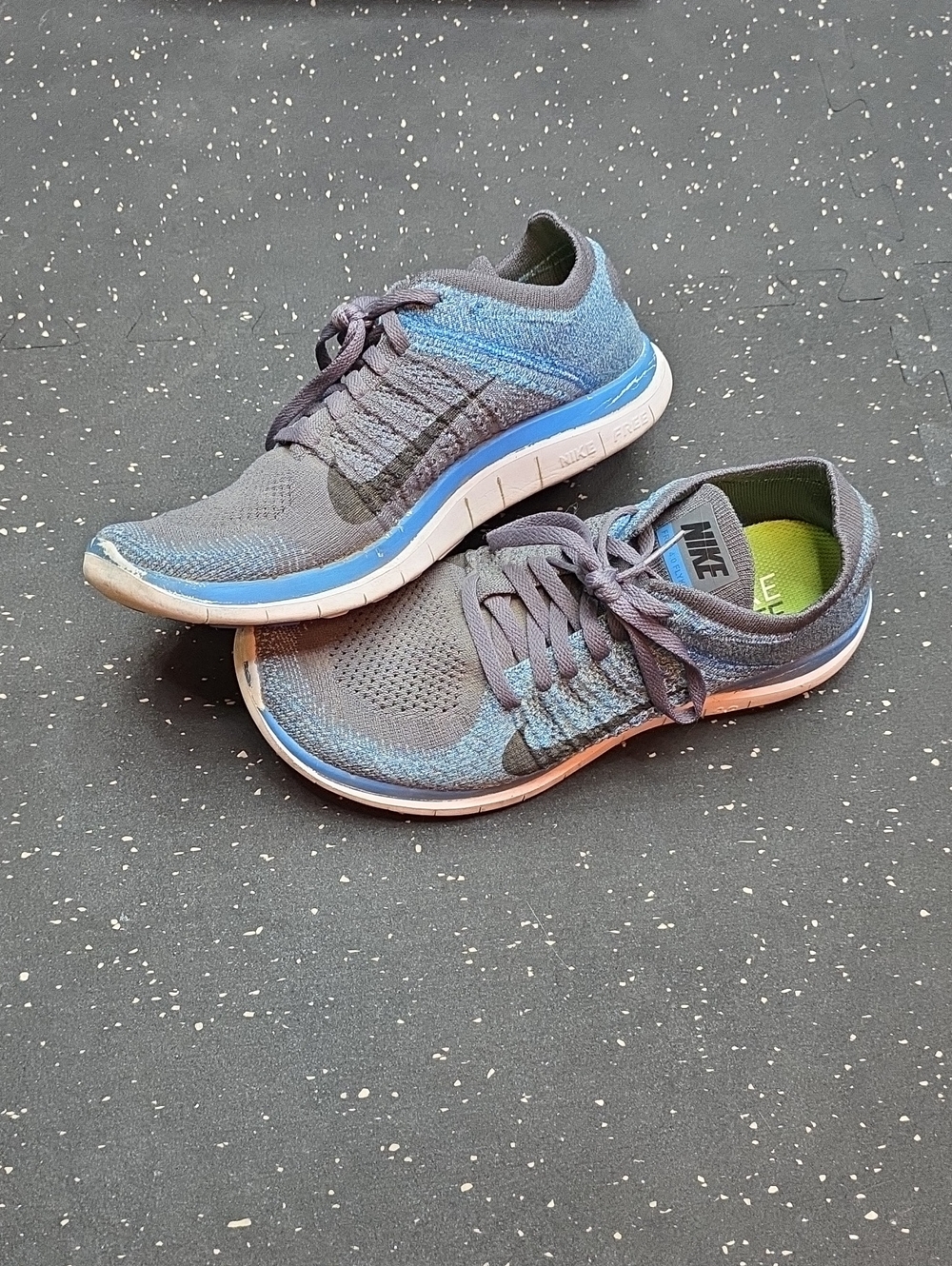 Nike Blue & Gray Flyknit Sneaker- Mens